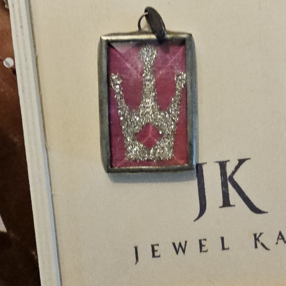 Jewel Kade Pink and Silver Crown Pendant - Picture 1 of 4